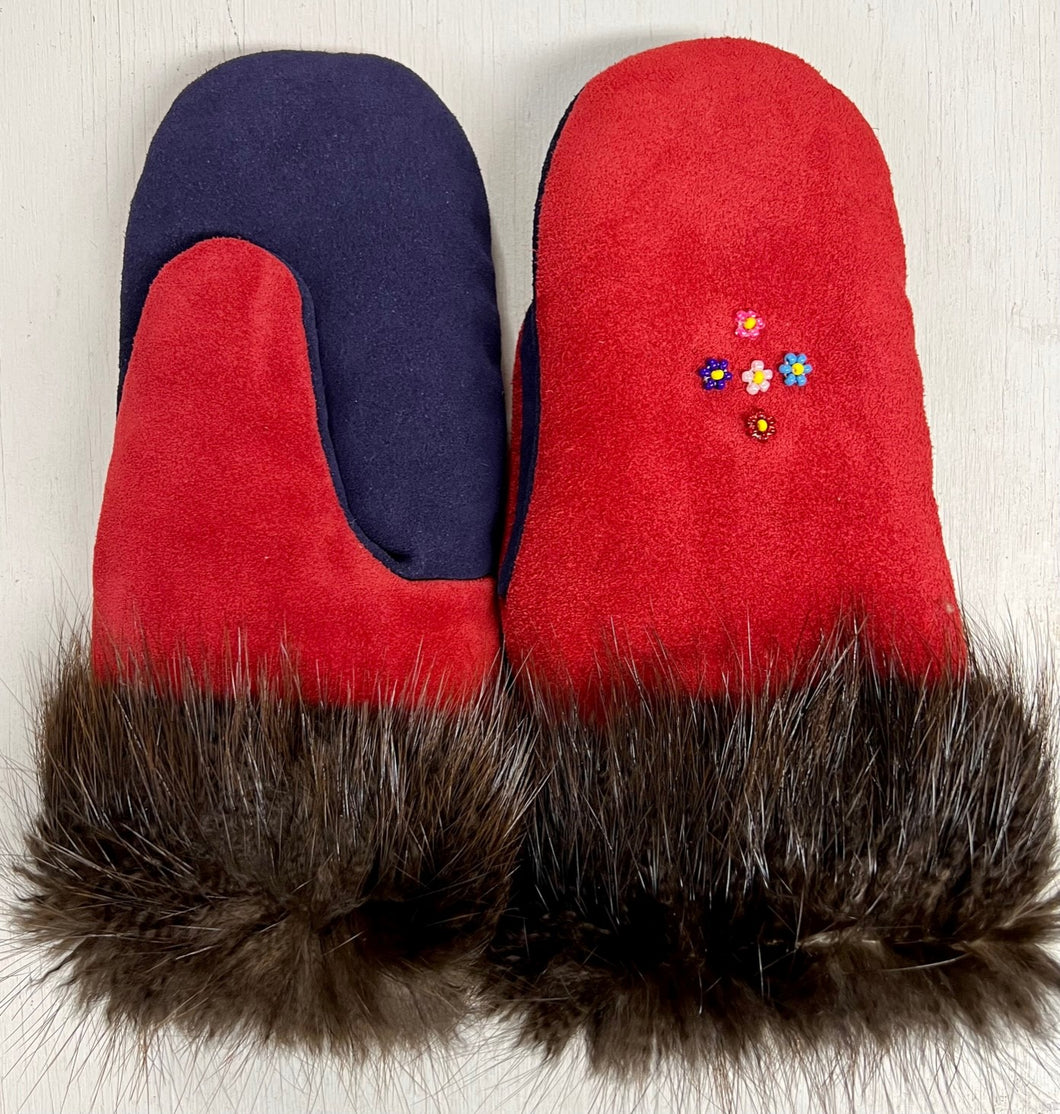 Red/Blue Beaver Mittens